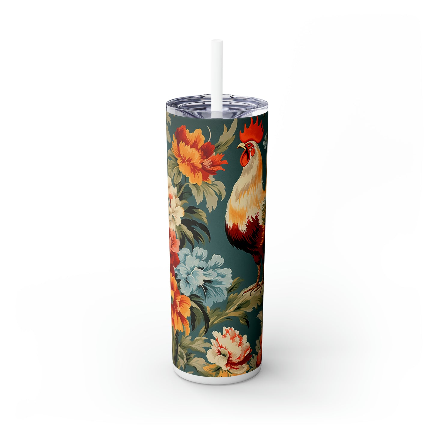 Skinny Tumbler with Straw, 20oz, Rooster