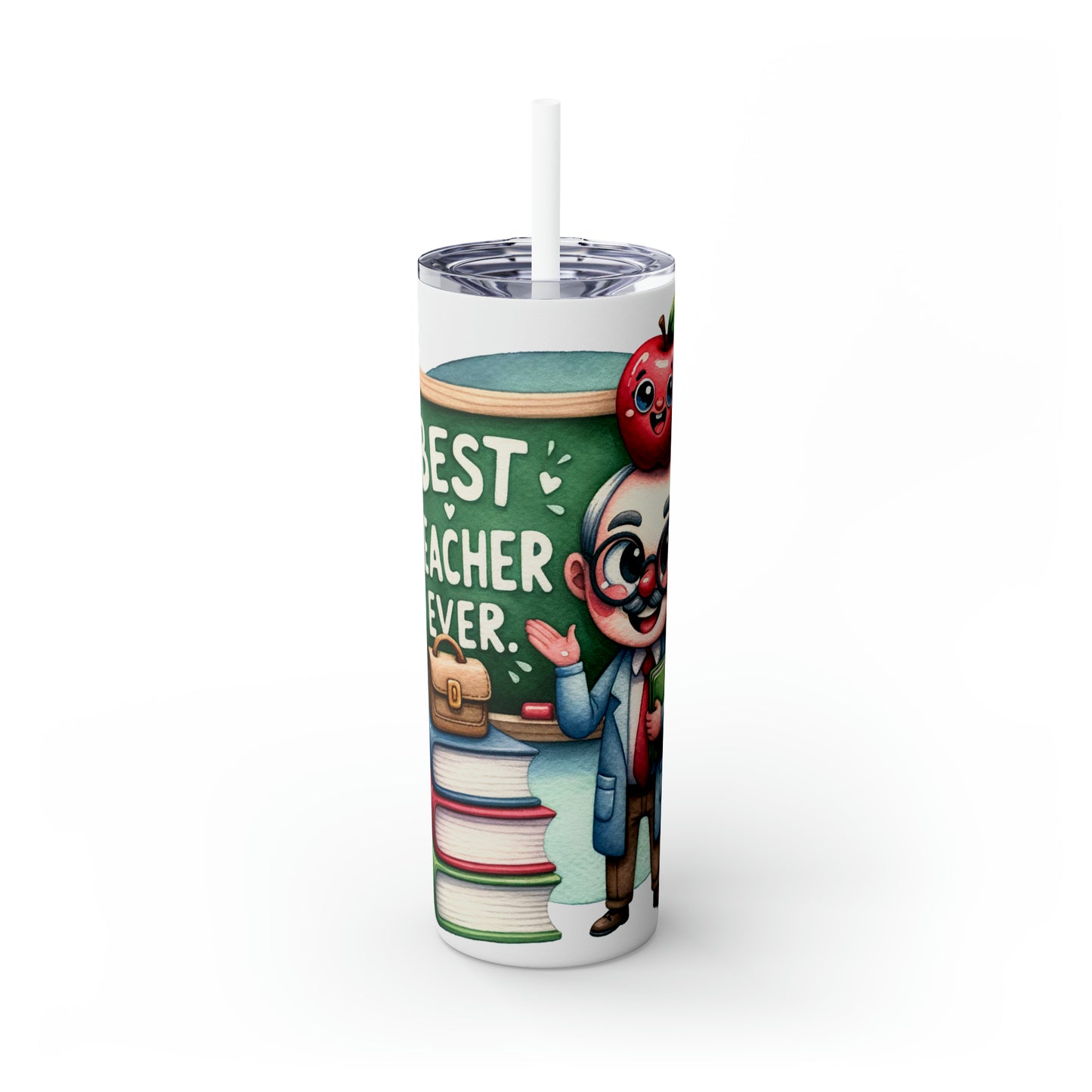 Skinny Tumbler with Straw, 20oz, Teacher