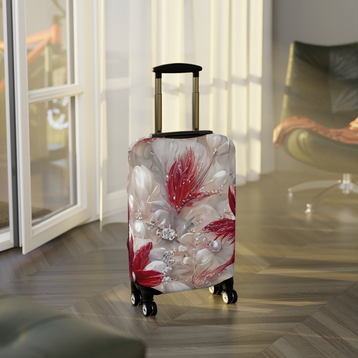 Luggage Cover, Red Floral