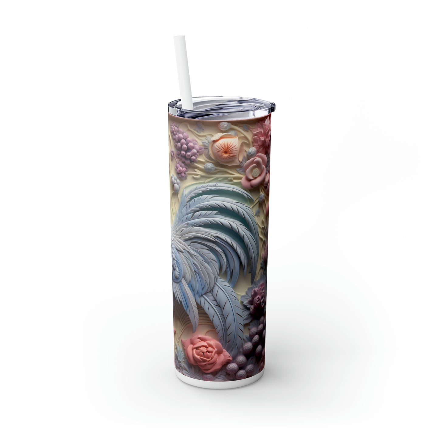 Skinny Tumbler with Straw, 20oz, Rooster