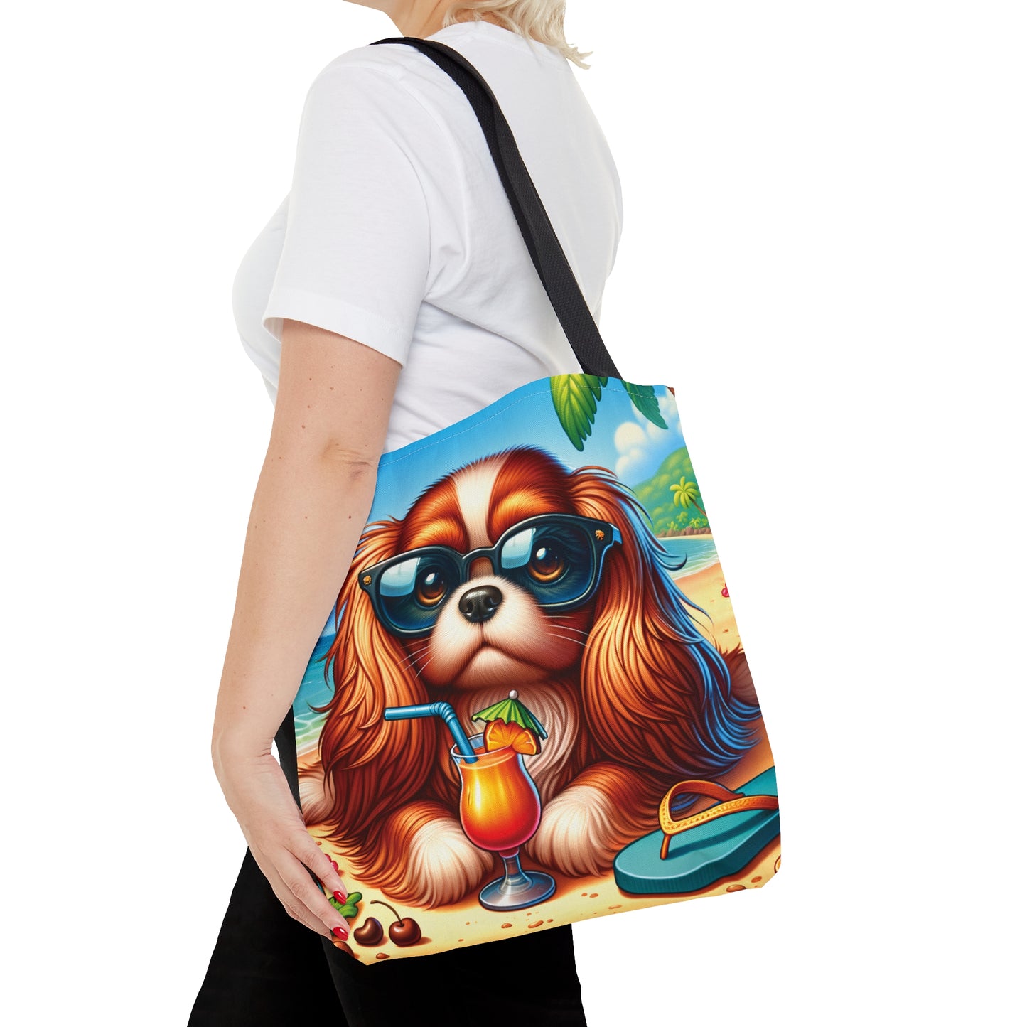 Tote Bag, Dog on Beach, Cavalier King Charles, Tote bag, awd-1204