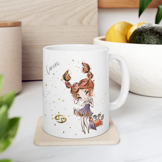 Personalised/Non Personalised Zodiac Sign, Cancer, Ceramic Mug 11oz