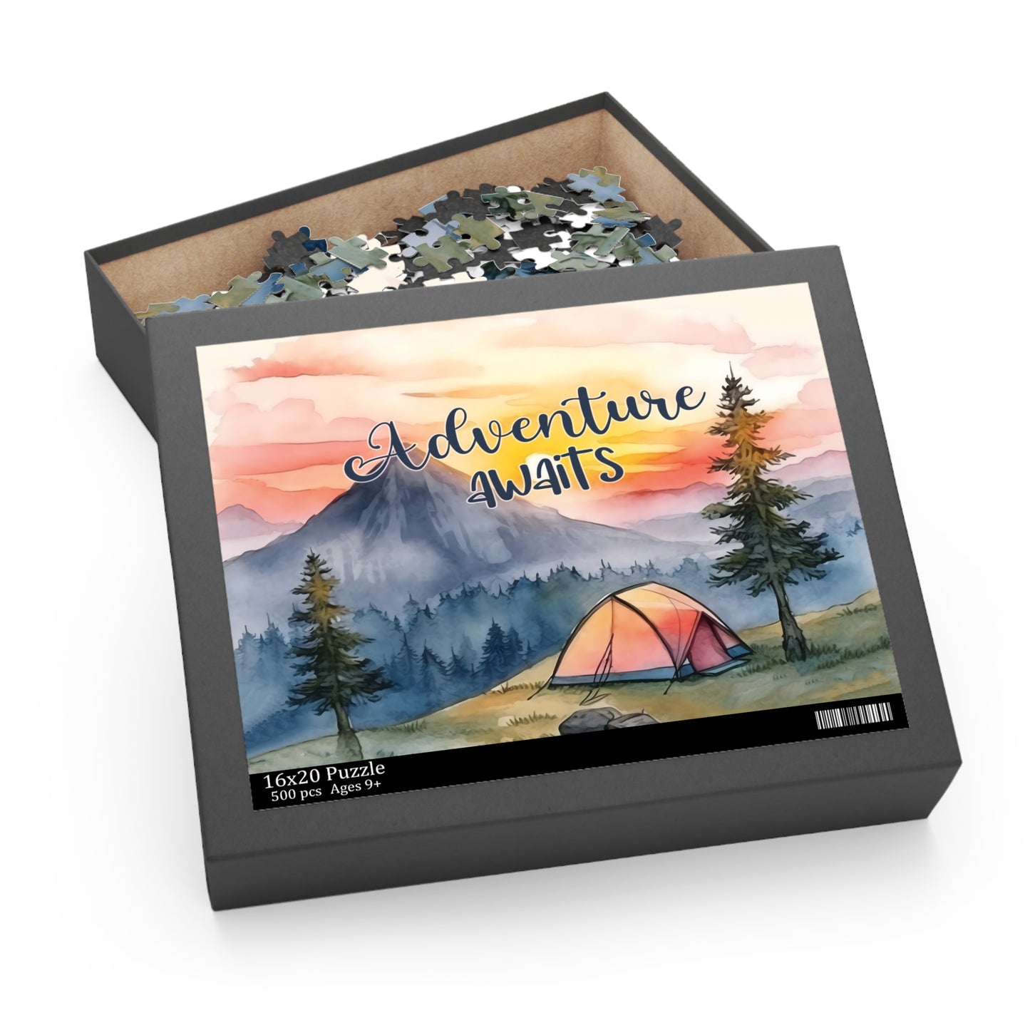 Personalised/Non-Personalised Puzzle, Camping, Adventure Awaits (120, 252, 500-Piece)