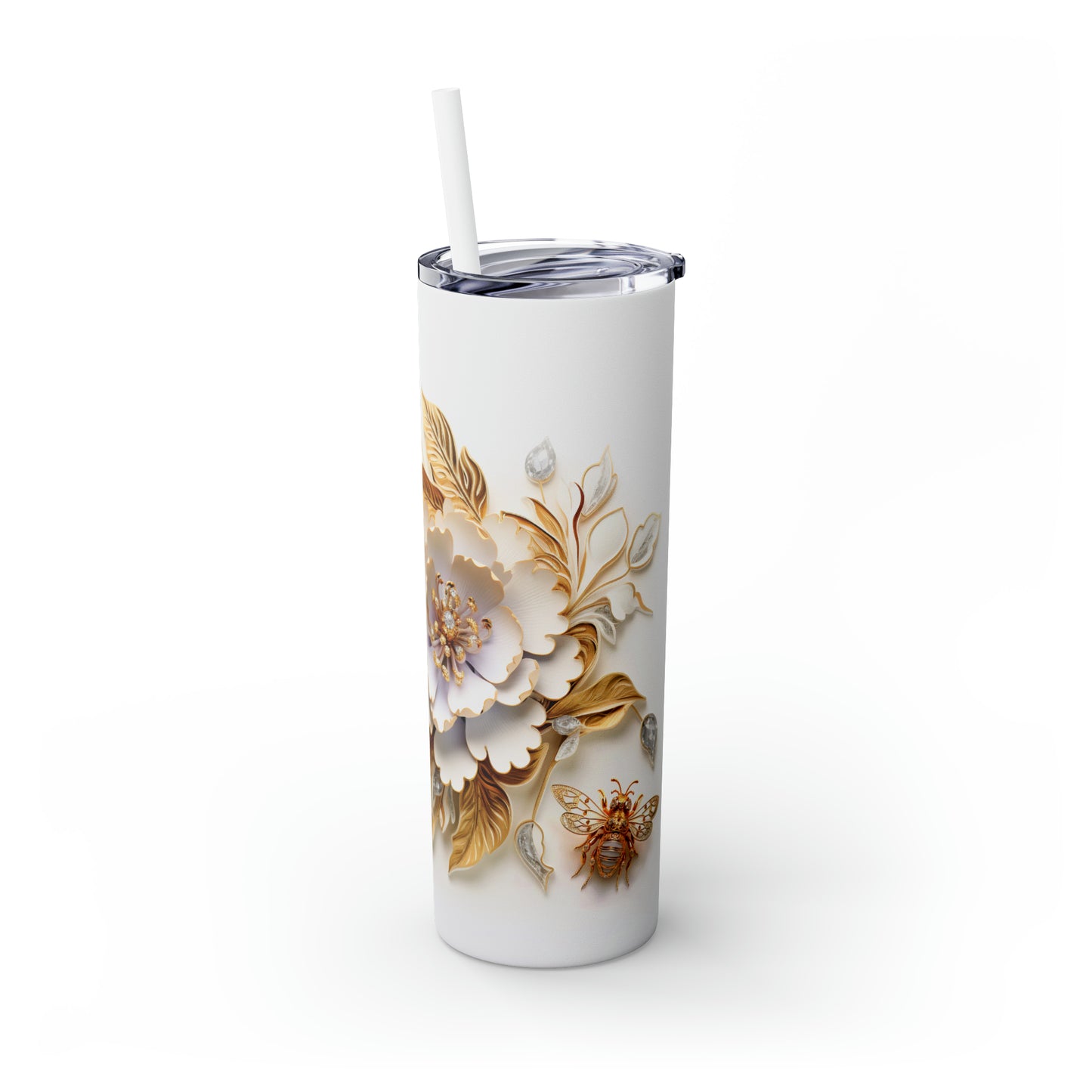 Skinny Tumbler with Straw, 20oz, Floral, awd-419