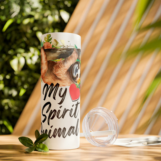 Skinny Tumbler with Straw, 20oz, Sloth, My Spirit Animal