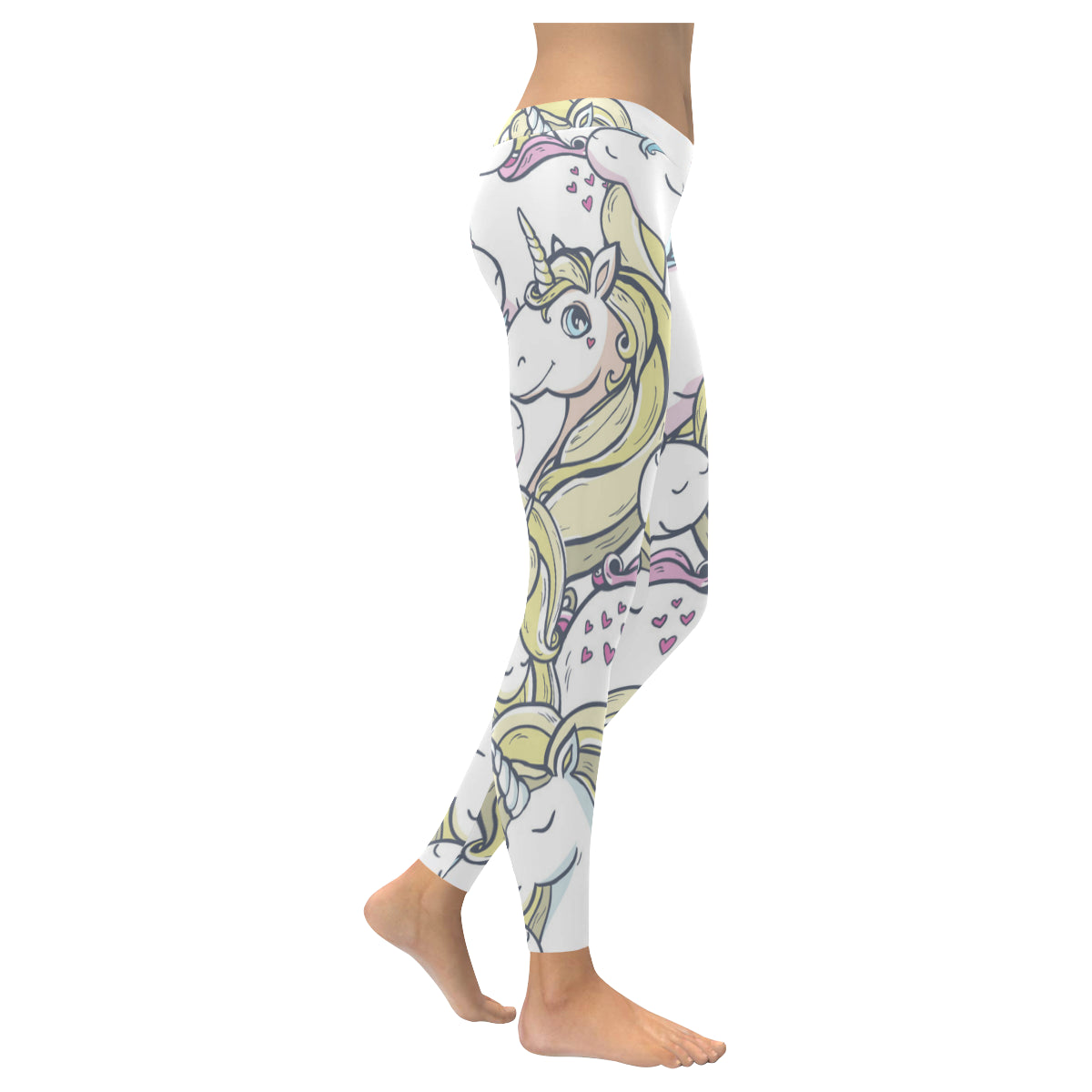 Seamless vector pattern with cute magic unicorns Women's Low Rise Leggings (Invisible Stitch)