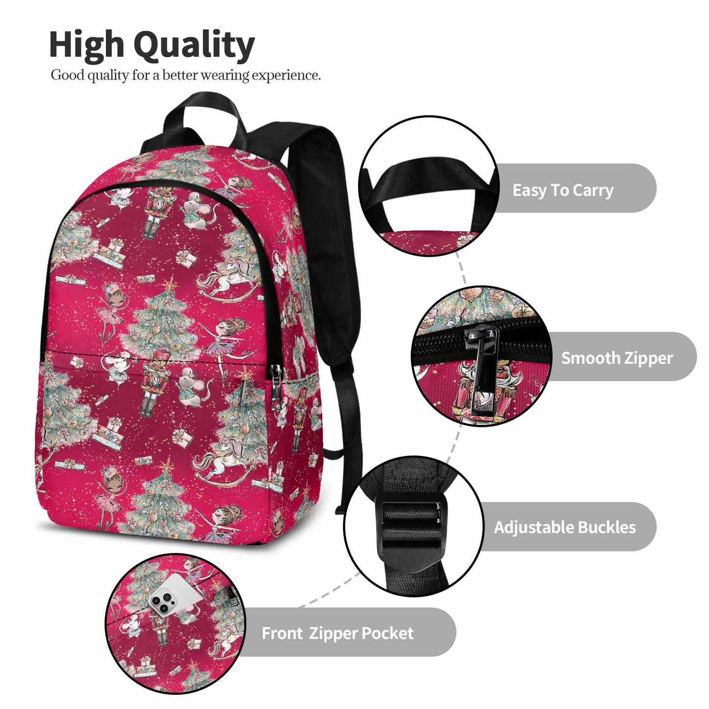 Red Christmas  GP3-Adult Casual Backpack