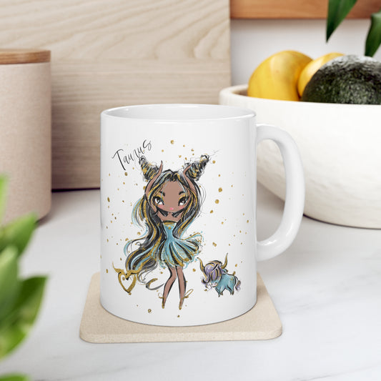 Personalised/Non Personalised Zodiac Sign, Taurus, Ceramic Mug 11oz