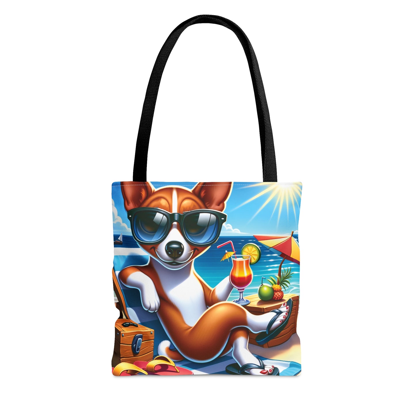 Tote Bag, Dog on Beach, Basenji, Tote bag, awd-1111