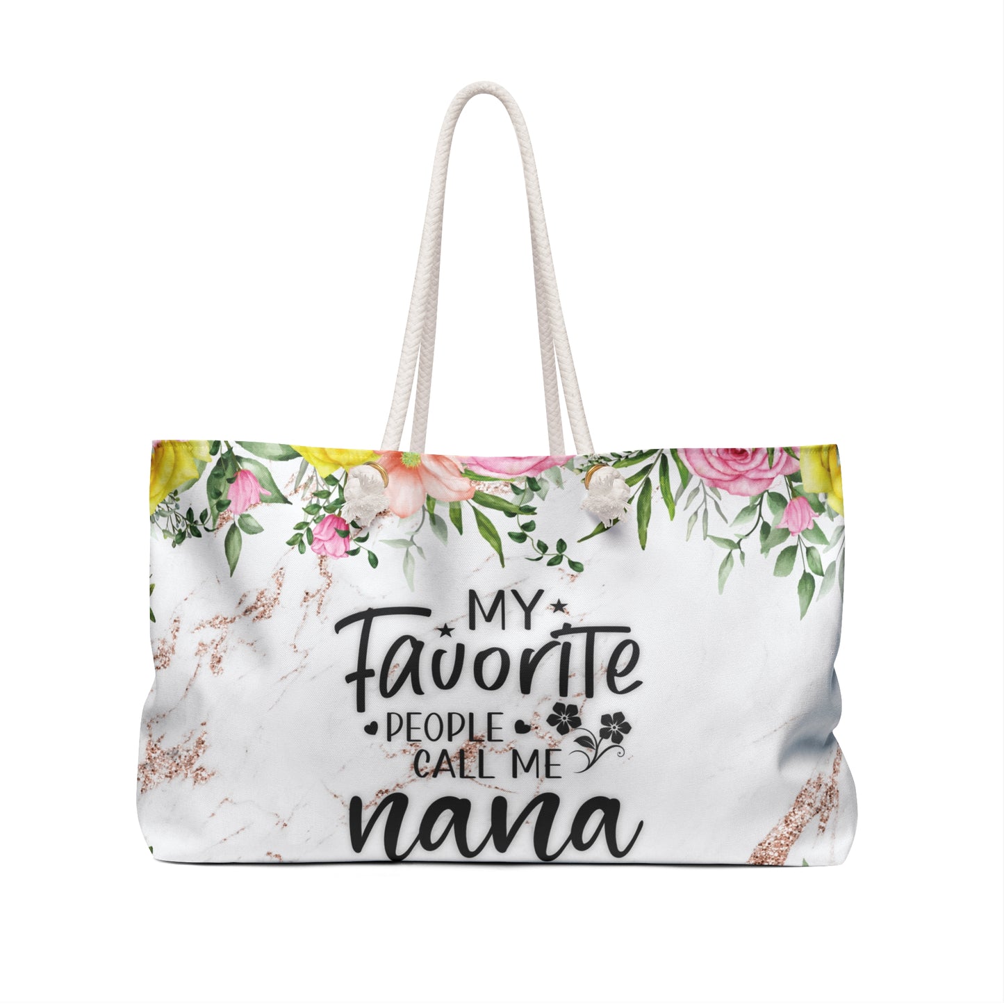 Personalised/Non-Personalised Weekender Bag, My Favorite People call me Nana, Large Weekender Bag, Beach Bag, Book Bag