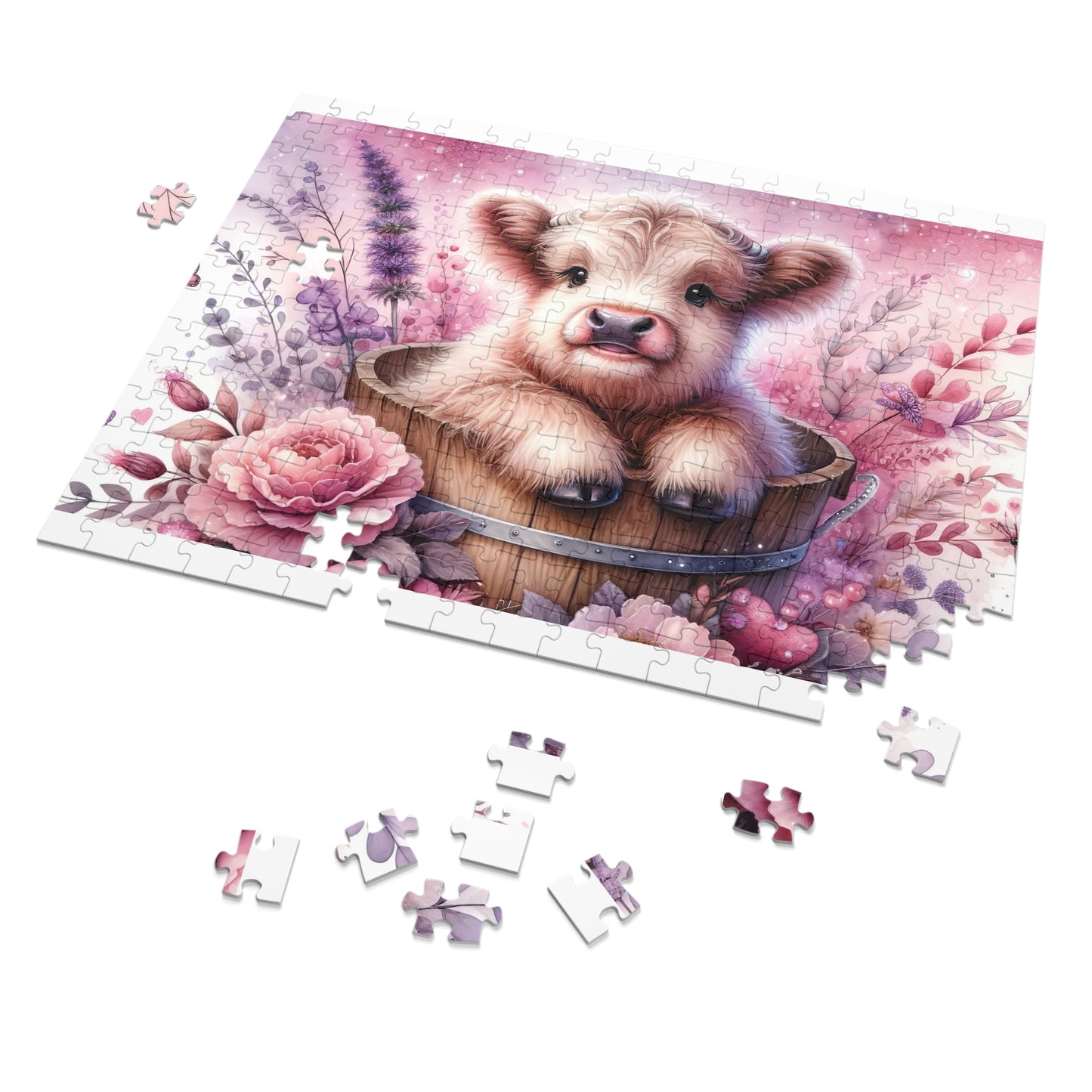 Jigsaw Puzzle, Highland Cow, Personalised/Non-Personalised (30, 110, 252, 500,1000-Piece)