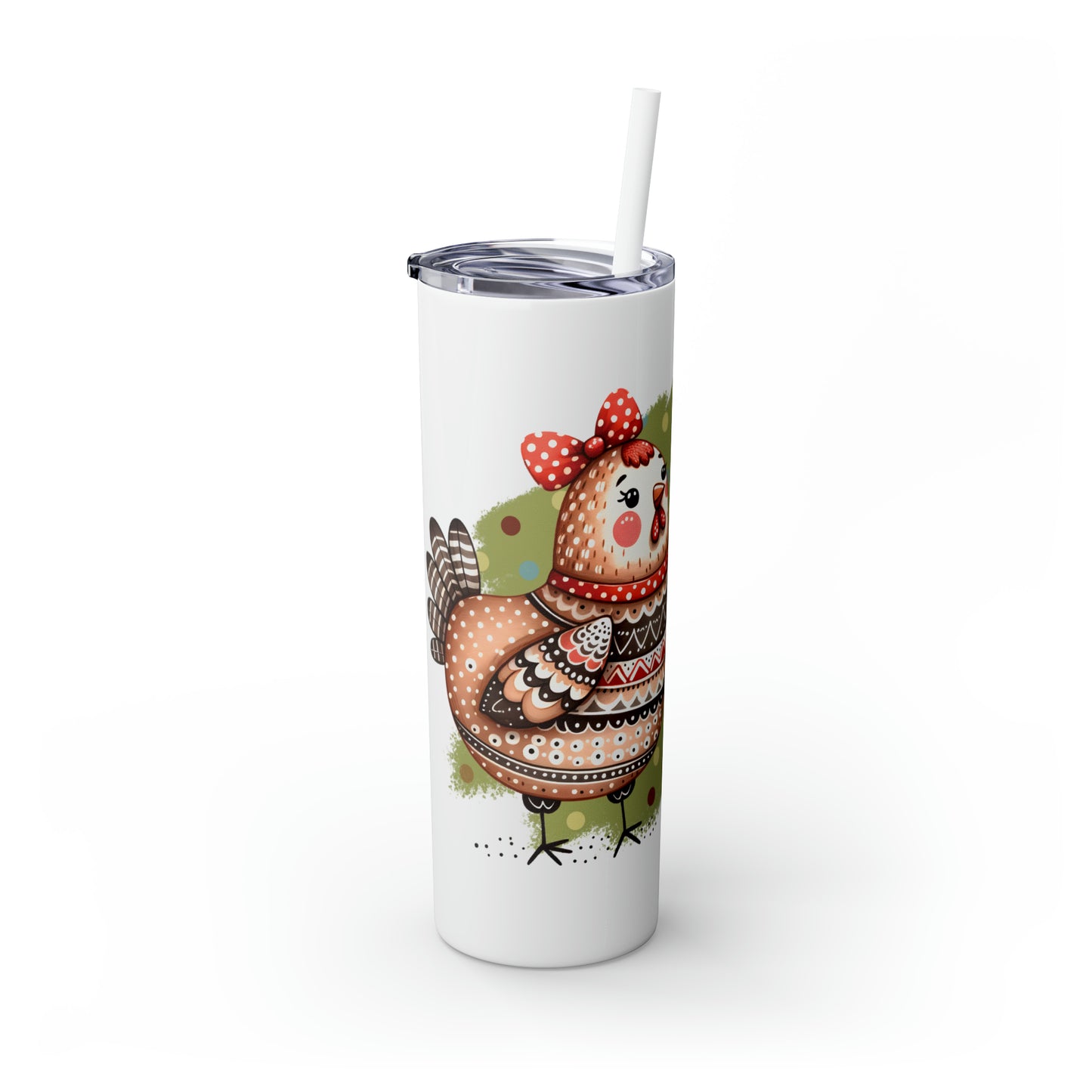 Skinny Tumbler with Straw, 20oz, Crazy Chicken Lady, awd-1265