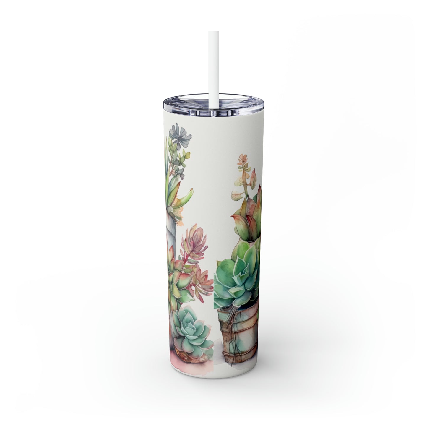 Skinny Tumbler with Straw, 20oz, Cactus