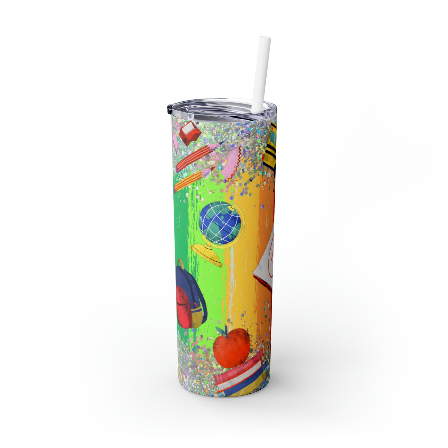 Skinny Tumbler with Straw, 20oz, School, Teacher