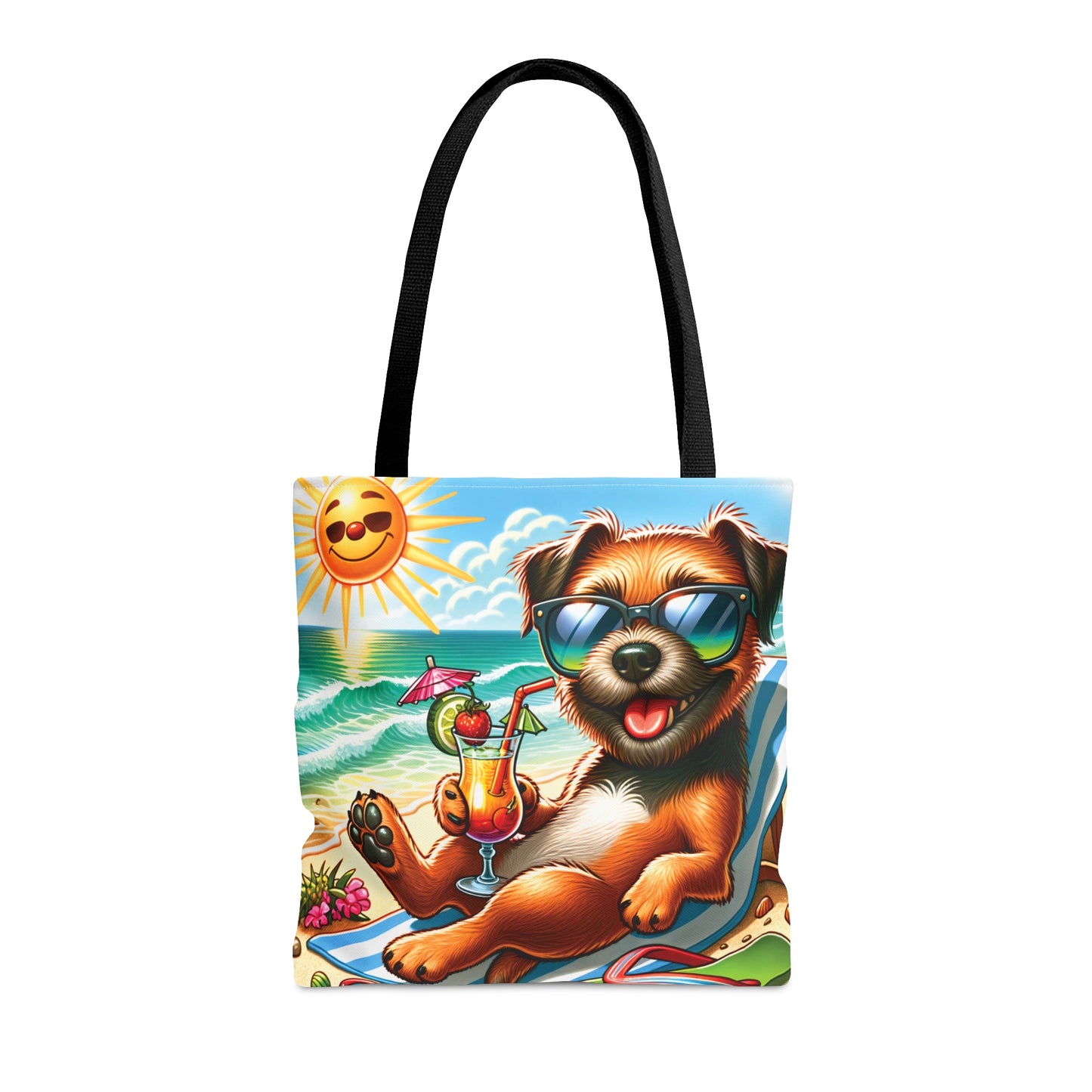 Tote Bag, Dog on Beach, Border Terrier, Tote bag, awd-1104