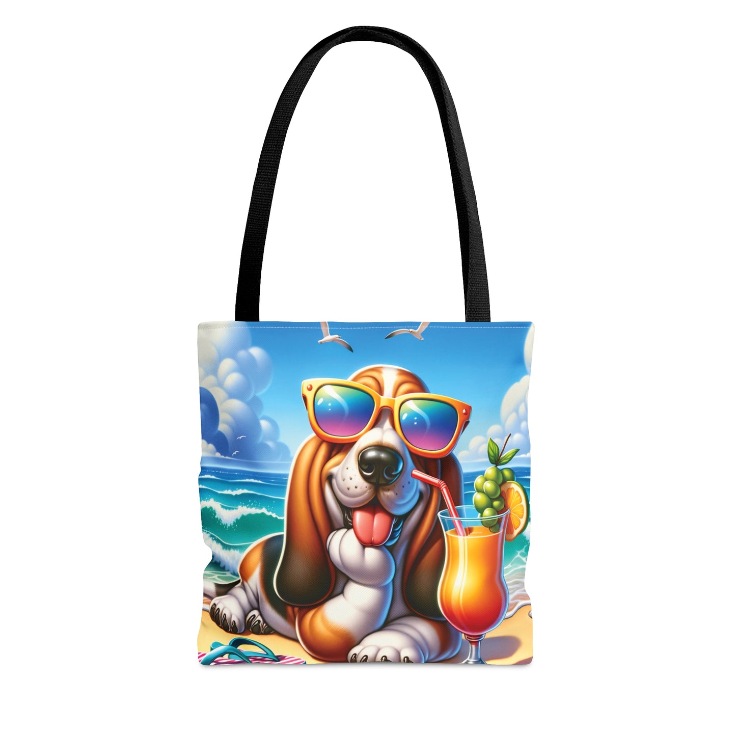 Tote Bag, Dog on Beach, Basset hound, Tote bag, awd-1110