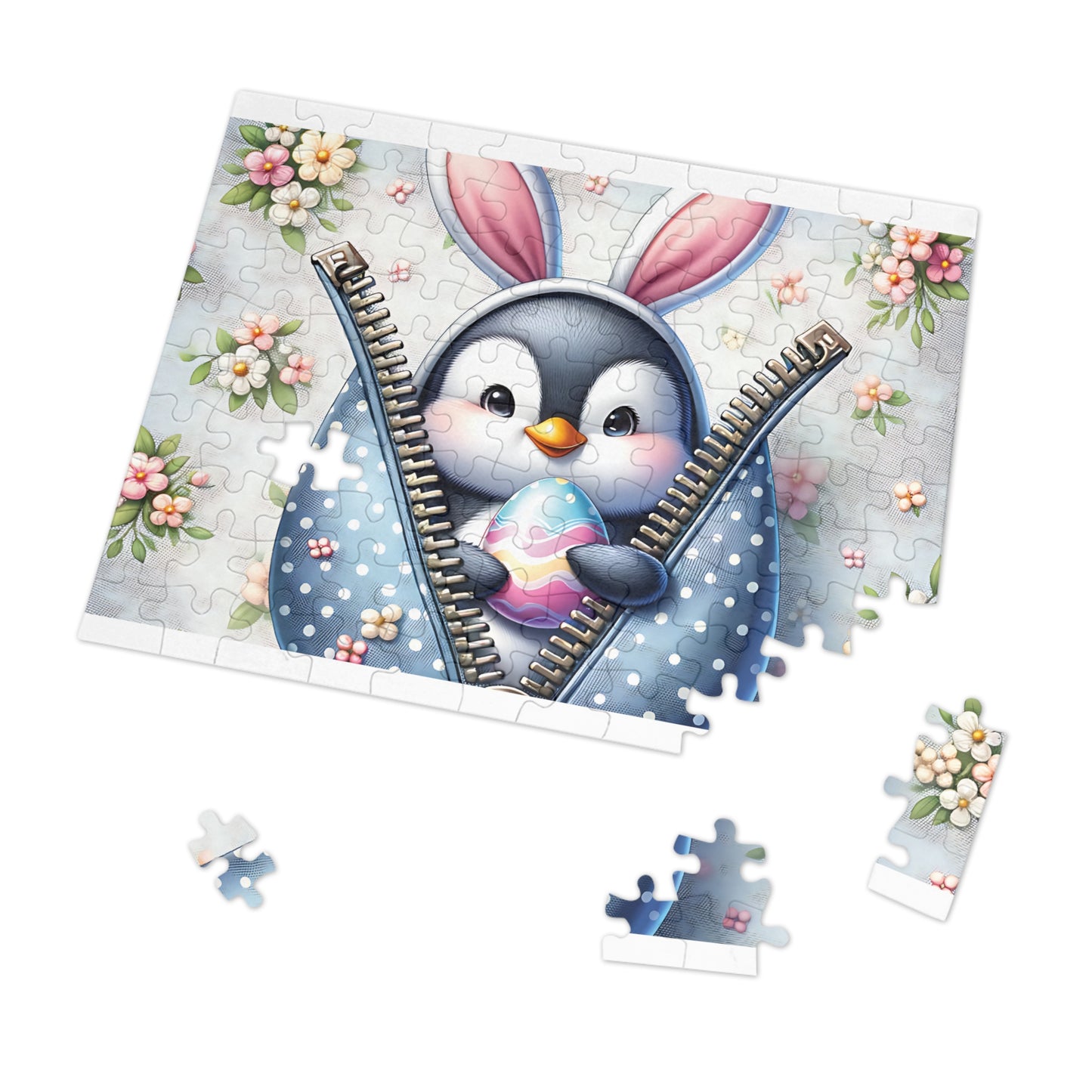 Jigsaw Puzzle, Easter, Penguin with Bunny Ears, Personalised/Non-Personalised (30, 110, 252, 500,1000-Piece)