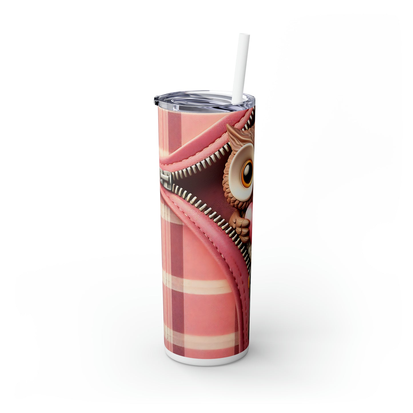 Skinny Tumbler with Straw, 20oz, Owl, Valentines Day