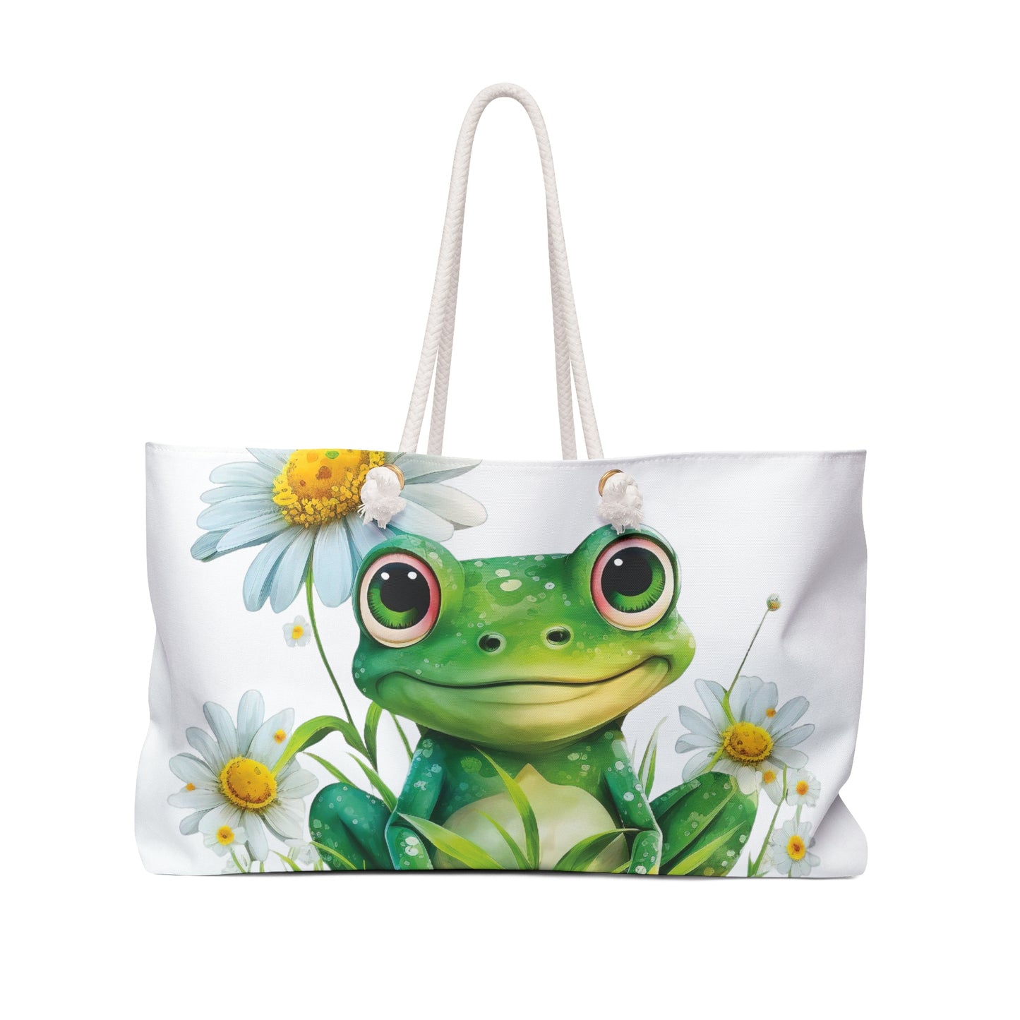 Personalised/Non-Personalised Weekender Bag, Frog, Large Weekender Bag, Beach Bag, Book Bag