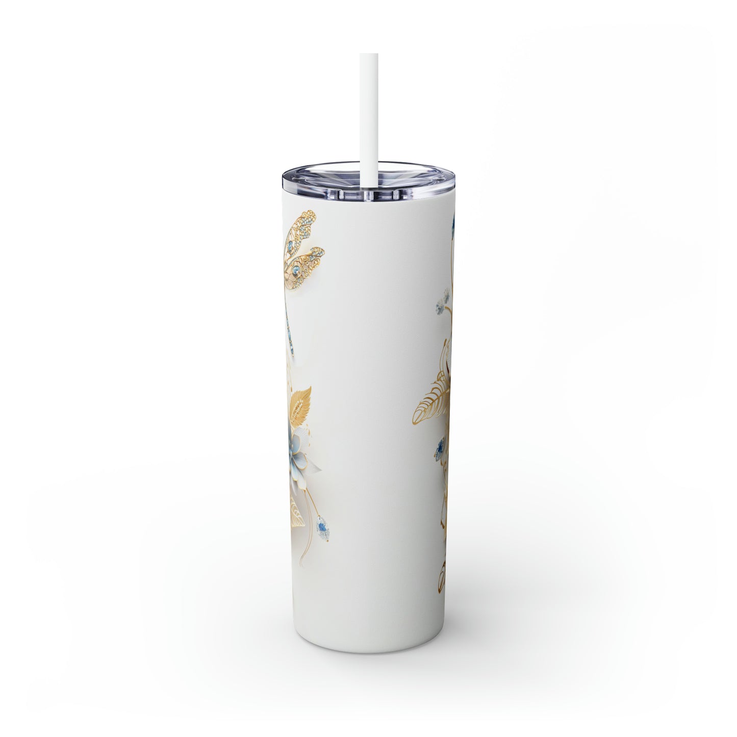 Skinny Tumbler with Straw, 20oz, Floral, awd-416