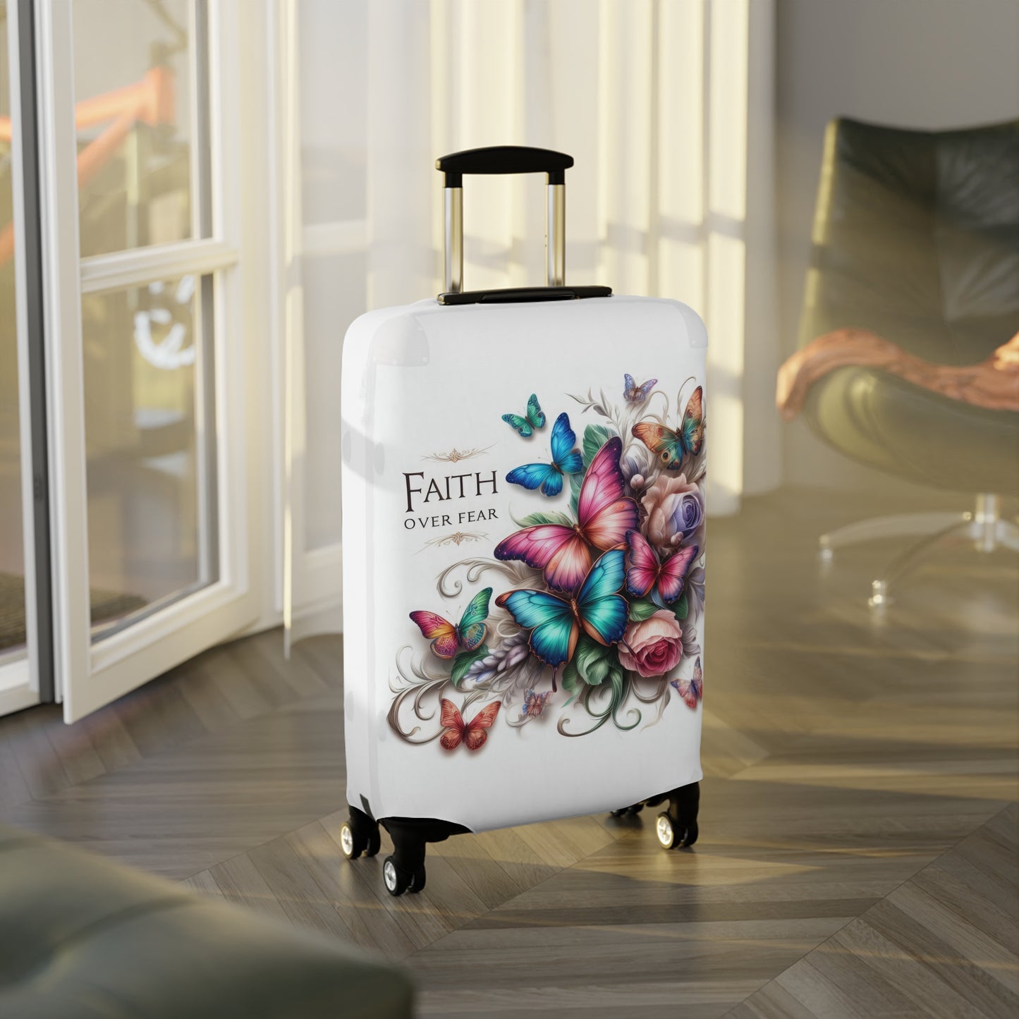 Luggage Cover, Butterflies, Faith over Fear , awd-4031