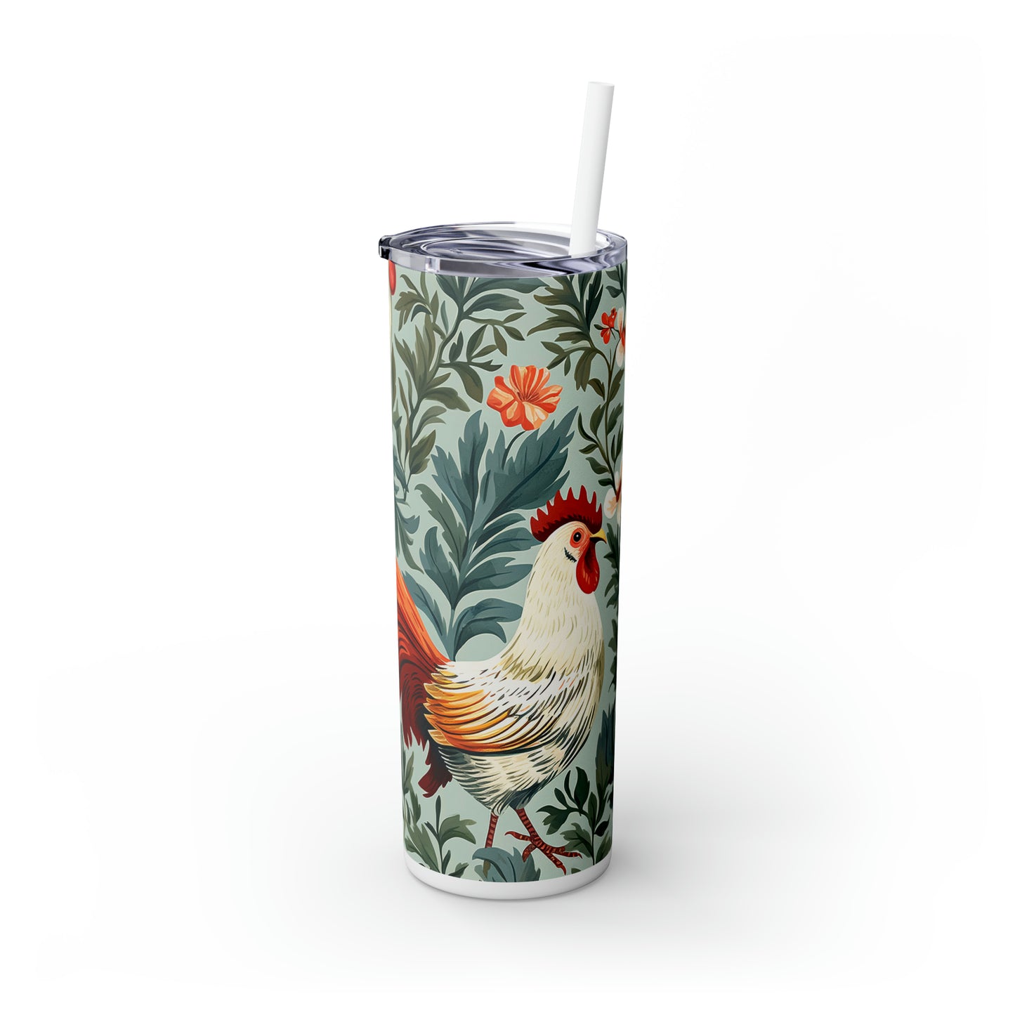 Skinny Tumbler with Straw, 20oz, Rooster