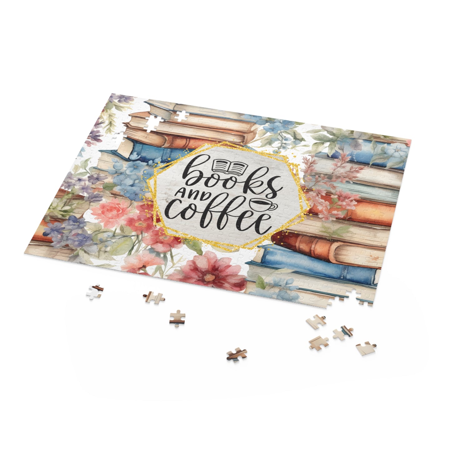 Personalised/Non-Personalised Puzzle, Books and Coffee (120, 252, 500-Piece)