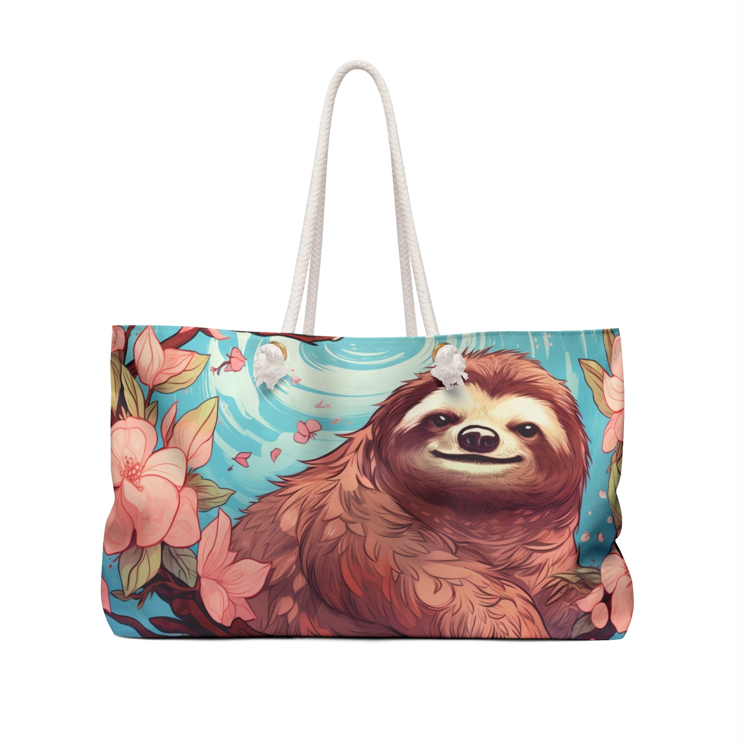 Personalised/Non-Personalised Weekender Bag, Sloth, Large Weekender Bag, Beach Bag, Book Bag