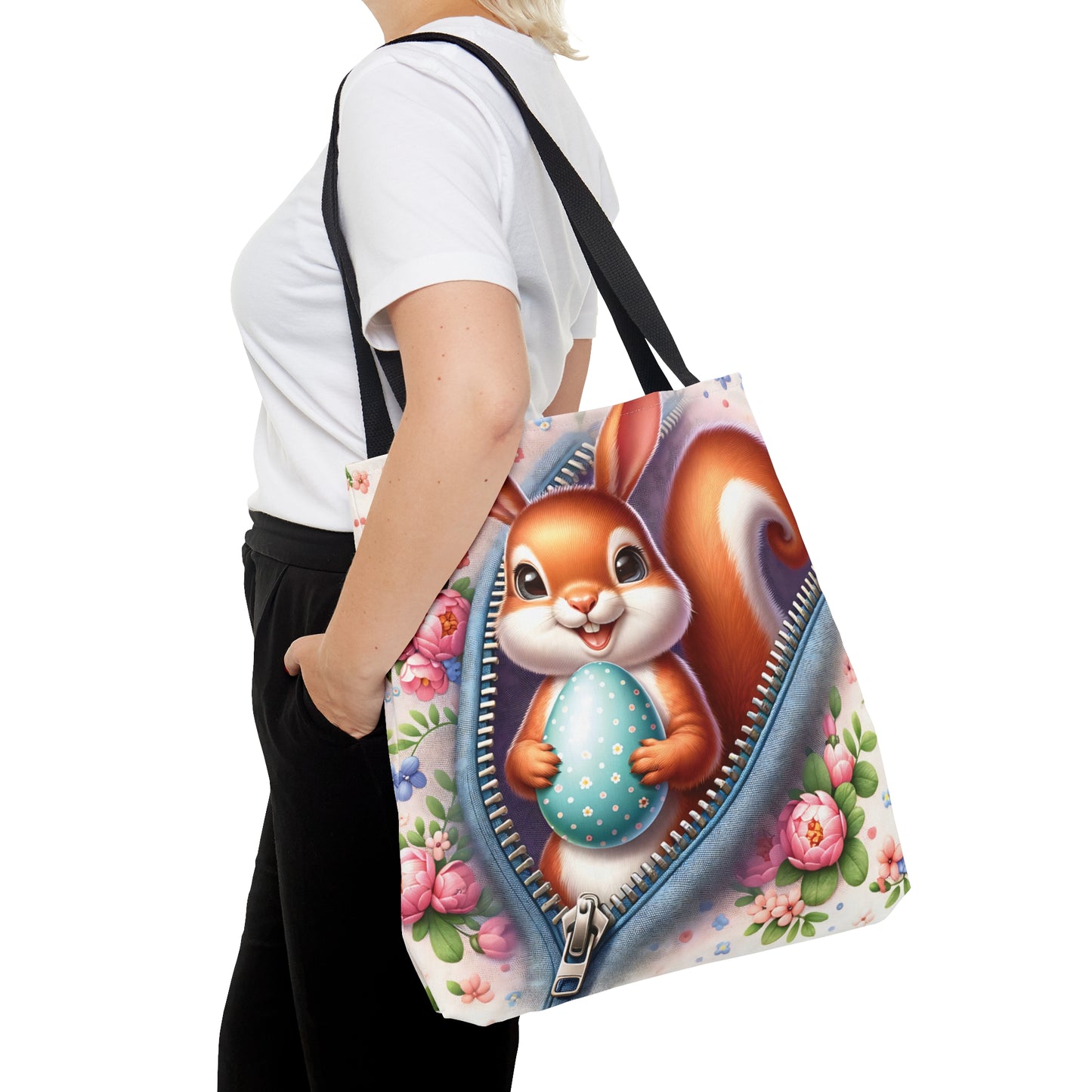 Tote Bag, Easter, Cute Squirrel with Bunny Ears, Personalised/Non-Personalised Tote bag