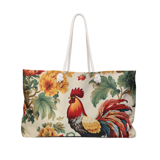 Personalised/Non-Personalised Weekender Bag, Chicken/Rooster, Large Weekender Bag, Beach Bag, Book Bag