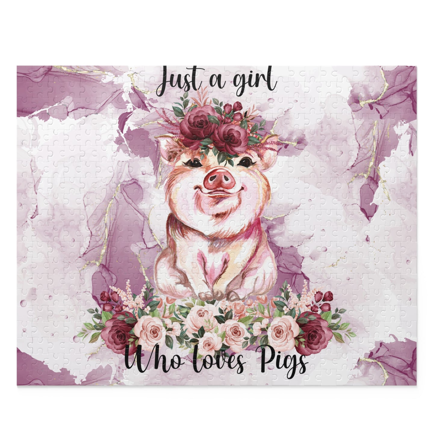 Personalised/Non-Personalised Puzzle, Just a Girl Who Loves Pigs (120, 252, 500-Piece)