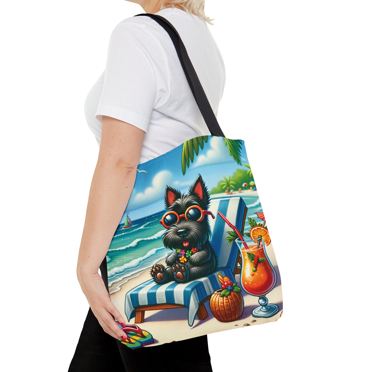 Tote Bag, Dog on Beach, Scottish Terrier, Tote bag, awd-1243