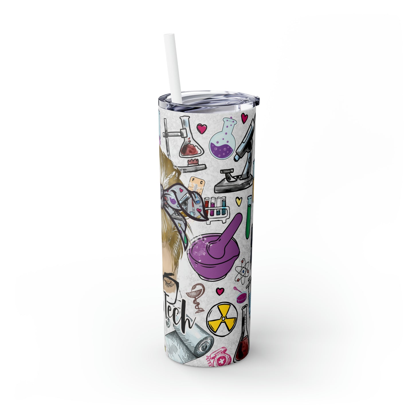 Skinny Tumbler with Straw, 20oz, Lab Tech