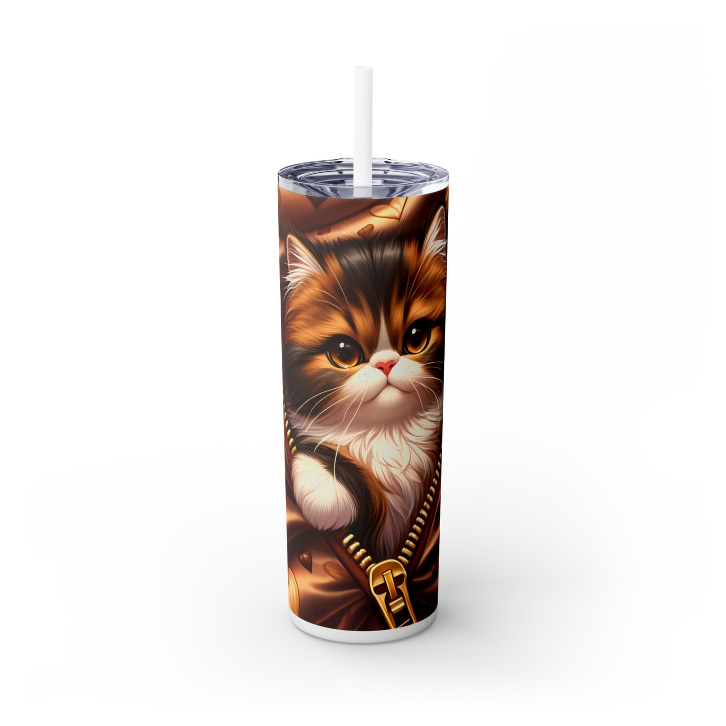 Skinny Tumbler with Straw, 20oz, Cat, Valentines Day, awd-936