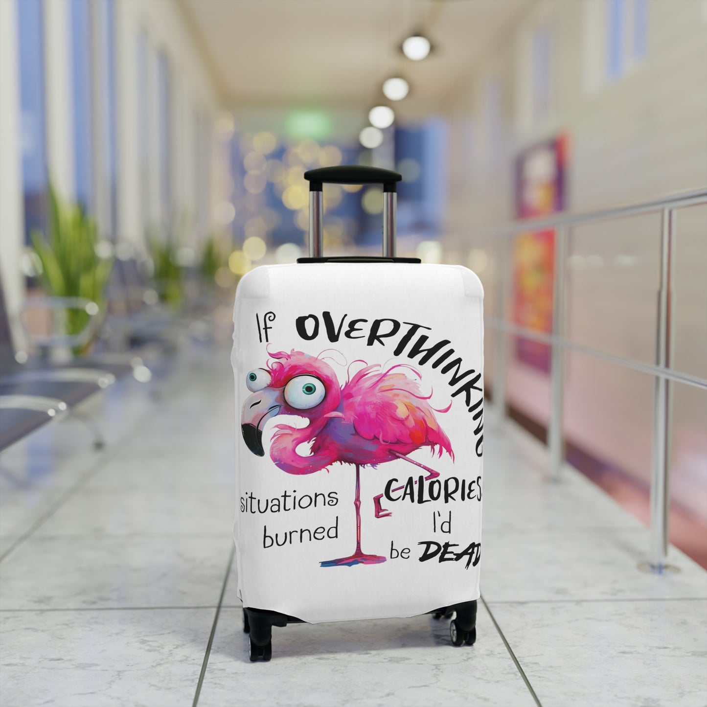 Luggage Cover, Flamingos, If overthinking burned Calories, awd-4021