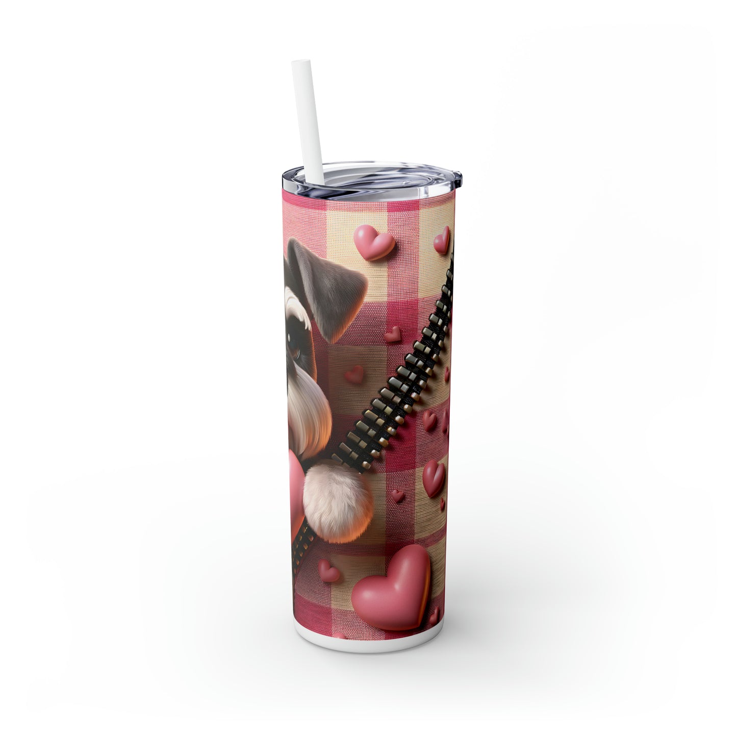 Skinny Tumbler with Straw, 20oz, Dog, Valentines Day, awd-1143