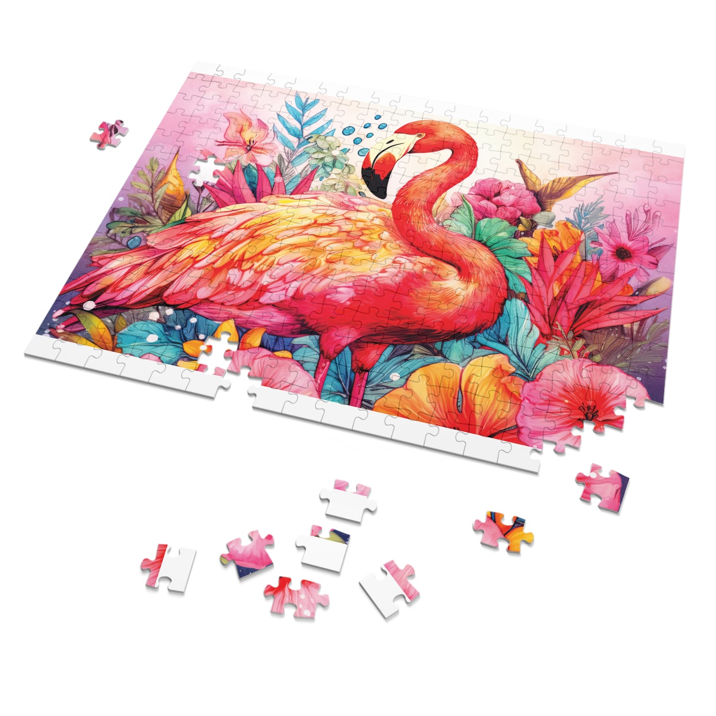 Jigsaw Puzzle, Flamingo, Personalised/Non-Personalised (30, 110, 252, 500,1000-Piece)