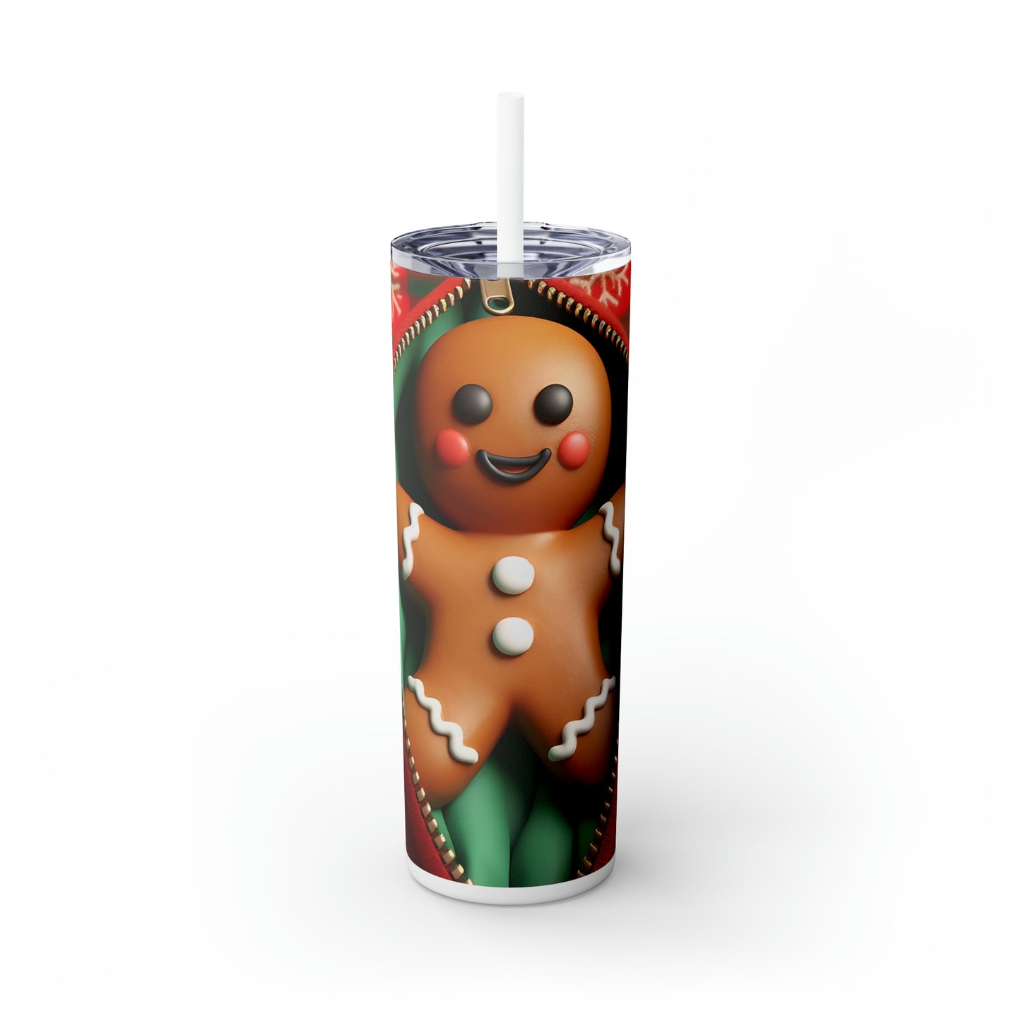 Skinny Tumbler with Straw, 20oz, Gingerbread Man, awd-846