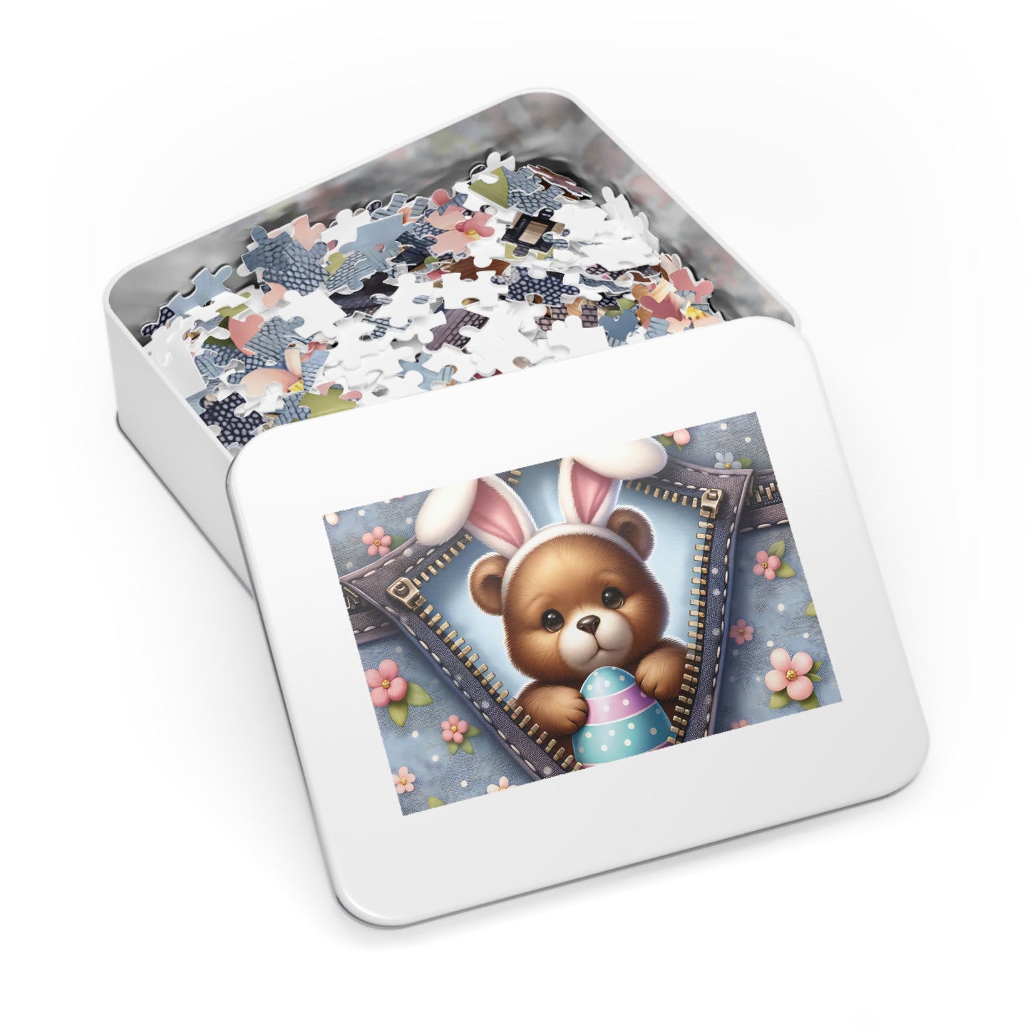 Jigsaw Puzzle, Easter, Bear with Bunny Ears, Personalised/Non-Personalised (30, 110, 252, 500,1000-Piece)