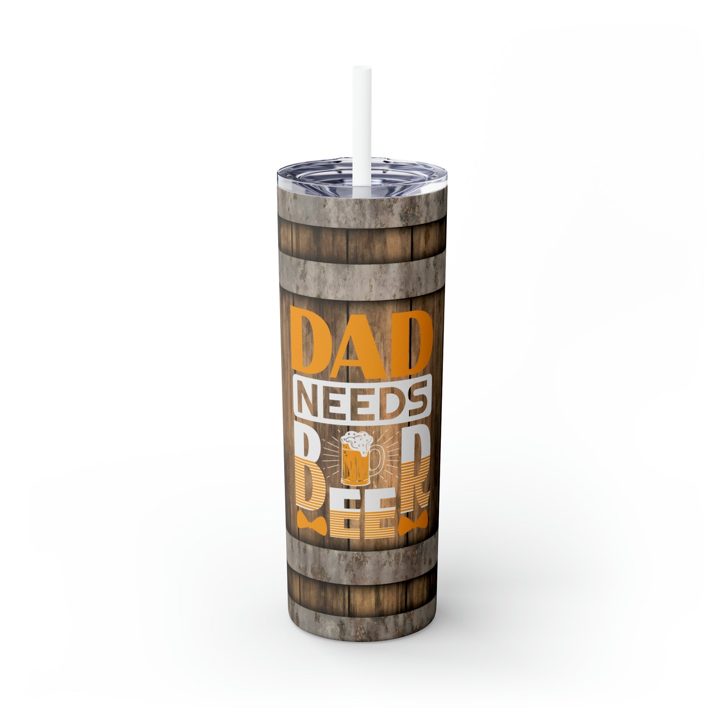 Skinny Tumbler with Straw, 20oz, Dad Quote