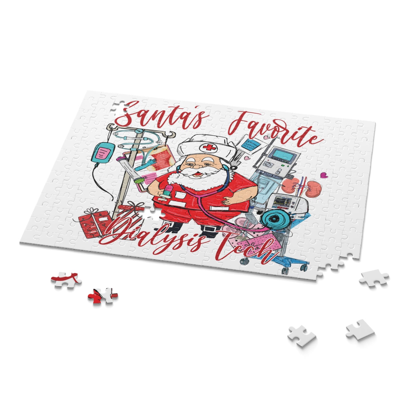 Personalised/Non-Personalised Puzzle, Santa's Favorite Dialysis Tech (120, 252, 500-Piece)