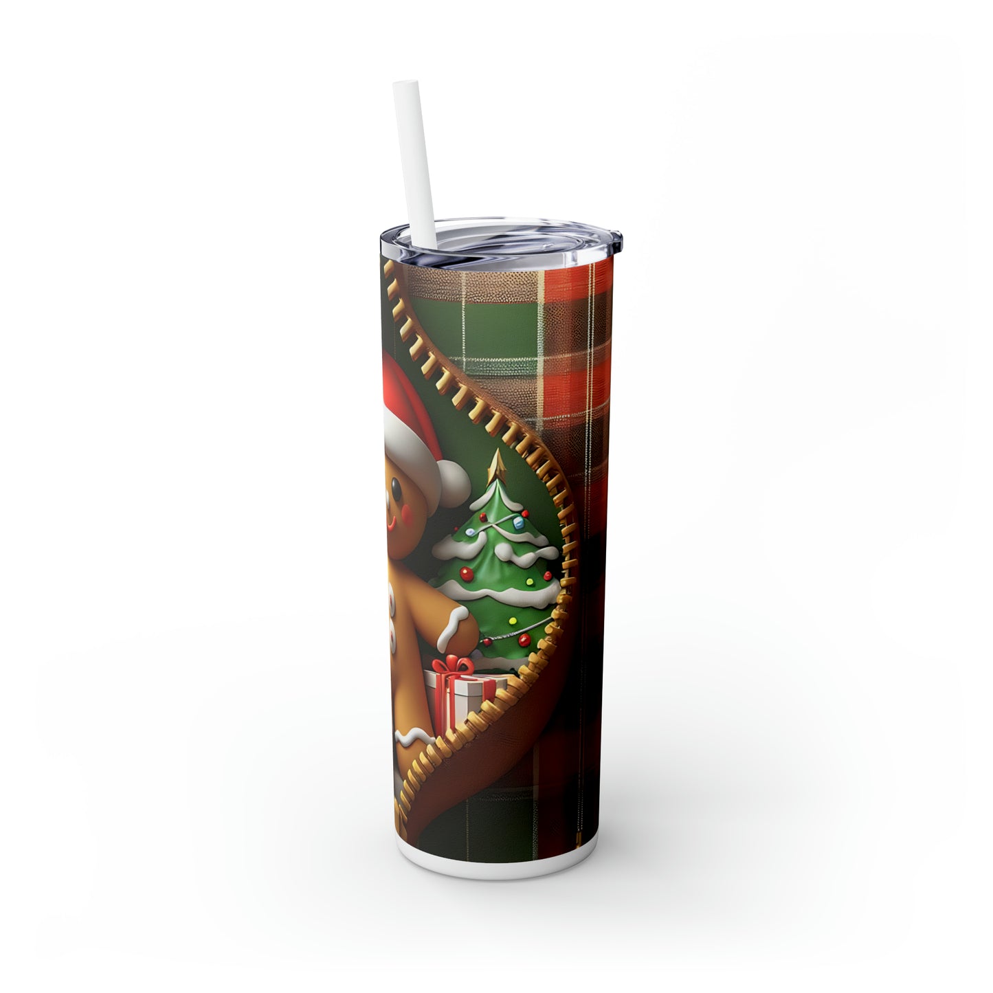 Skinny Tumbler with Straw, 20oz, Gingerbread Man, awd-851