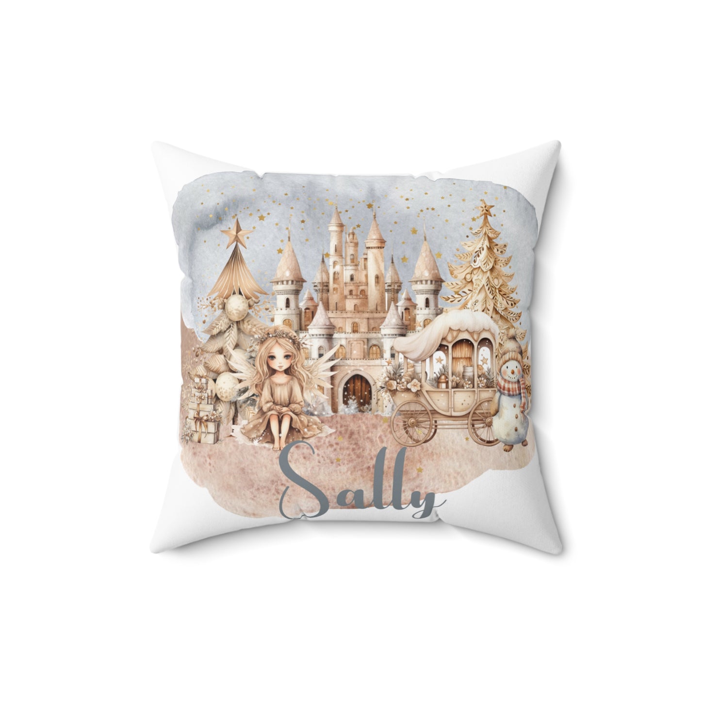 Personalised Boho Fairytale Christmas Cushion, Polyester Square Cushion, Christmas cushion