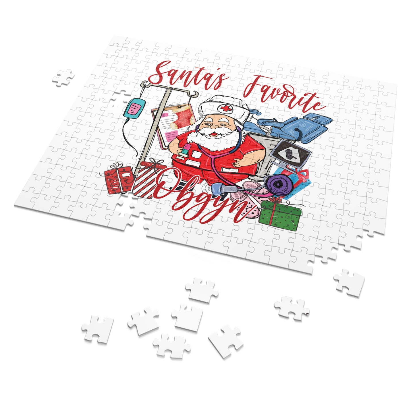 Puzzle, Santa's Favorite Obgyn, Personalised/Non-Personalised (30, 110, 252, 500,1000-Piece)