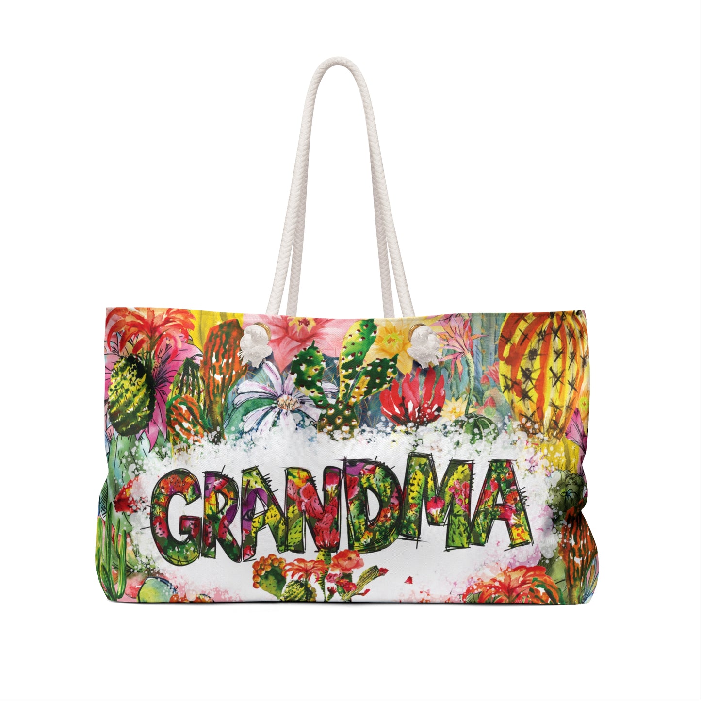 Personalised/Non-Personalised Weekender Bag, Floral, Grandma, Large Weekender Bag, Beach Bag, Book Bag