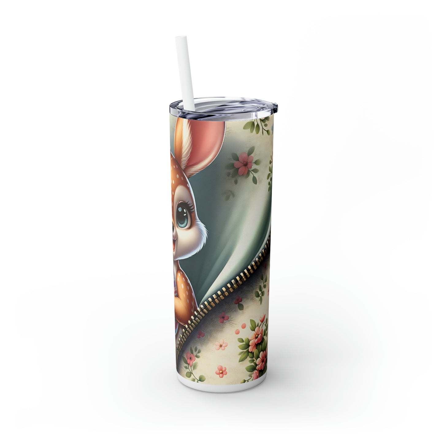 Skinny Tumbler with Straw, 20oz, Easter, Baby Deer, awd-1268