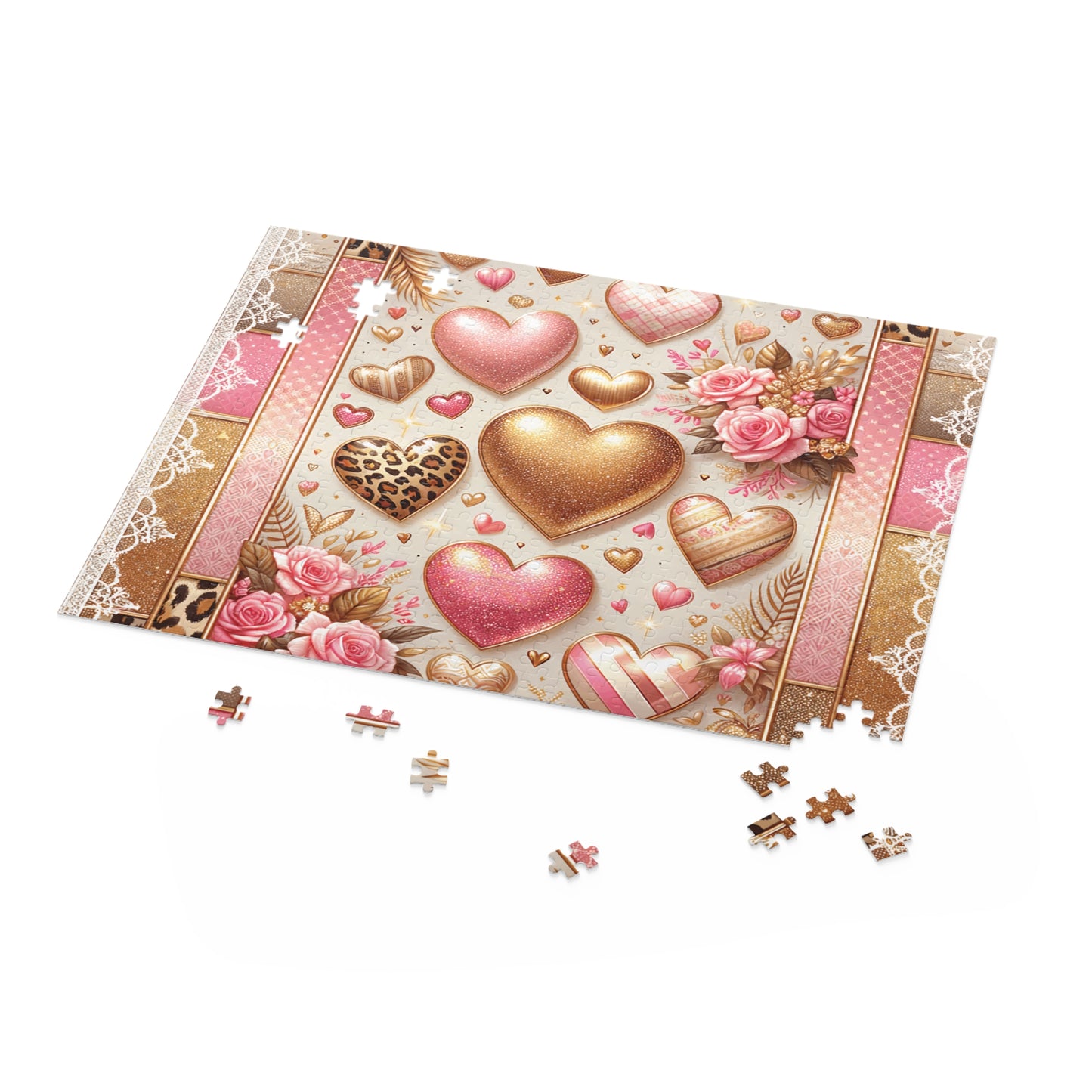 Personalised/Non-Personalised Puzzle, Hearts (120, 252, 500-Piece)