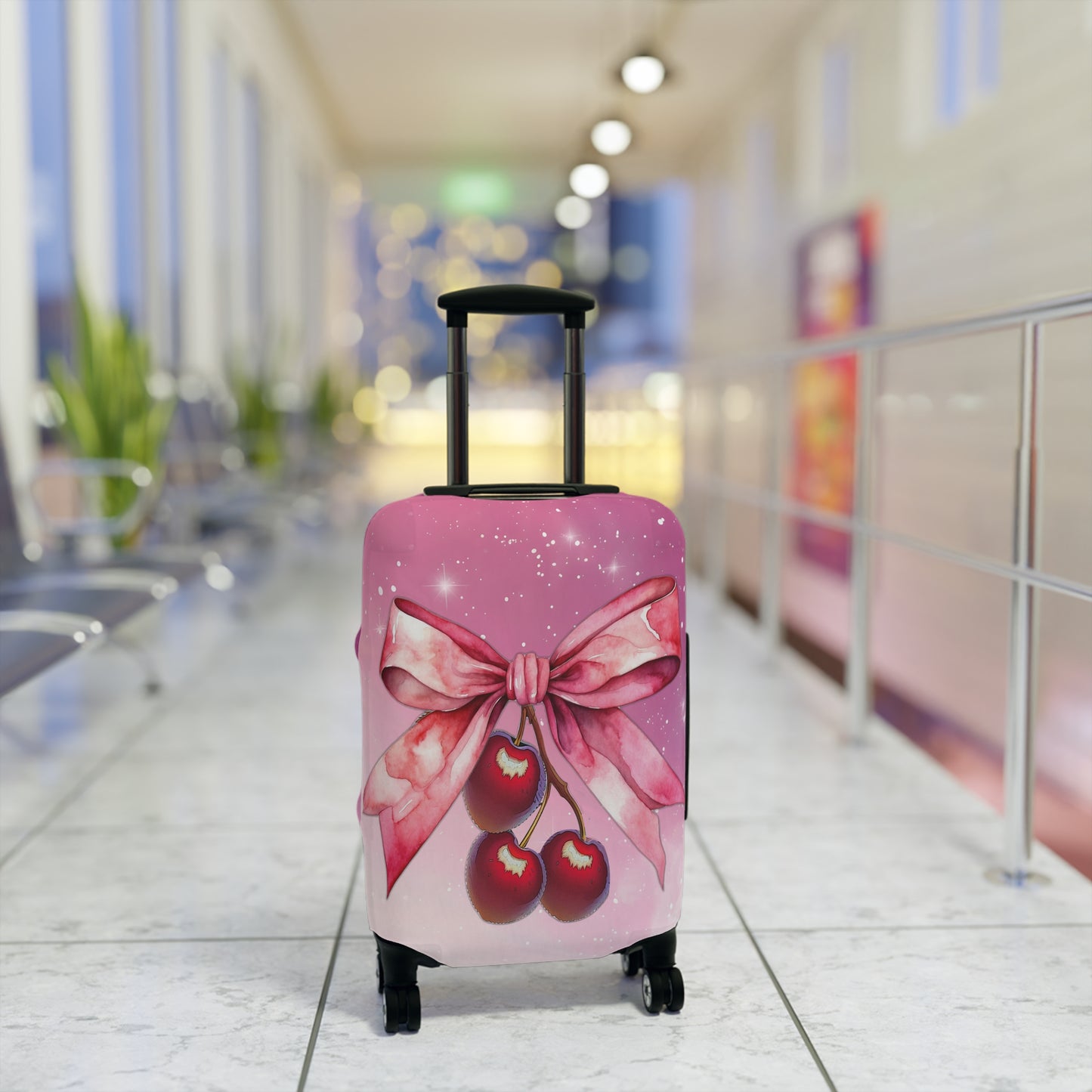 Luggage Cover, Rockabilly, Coquette, Cherries and Ribbon, awd-2514