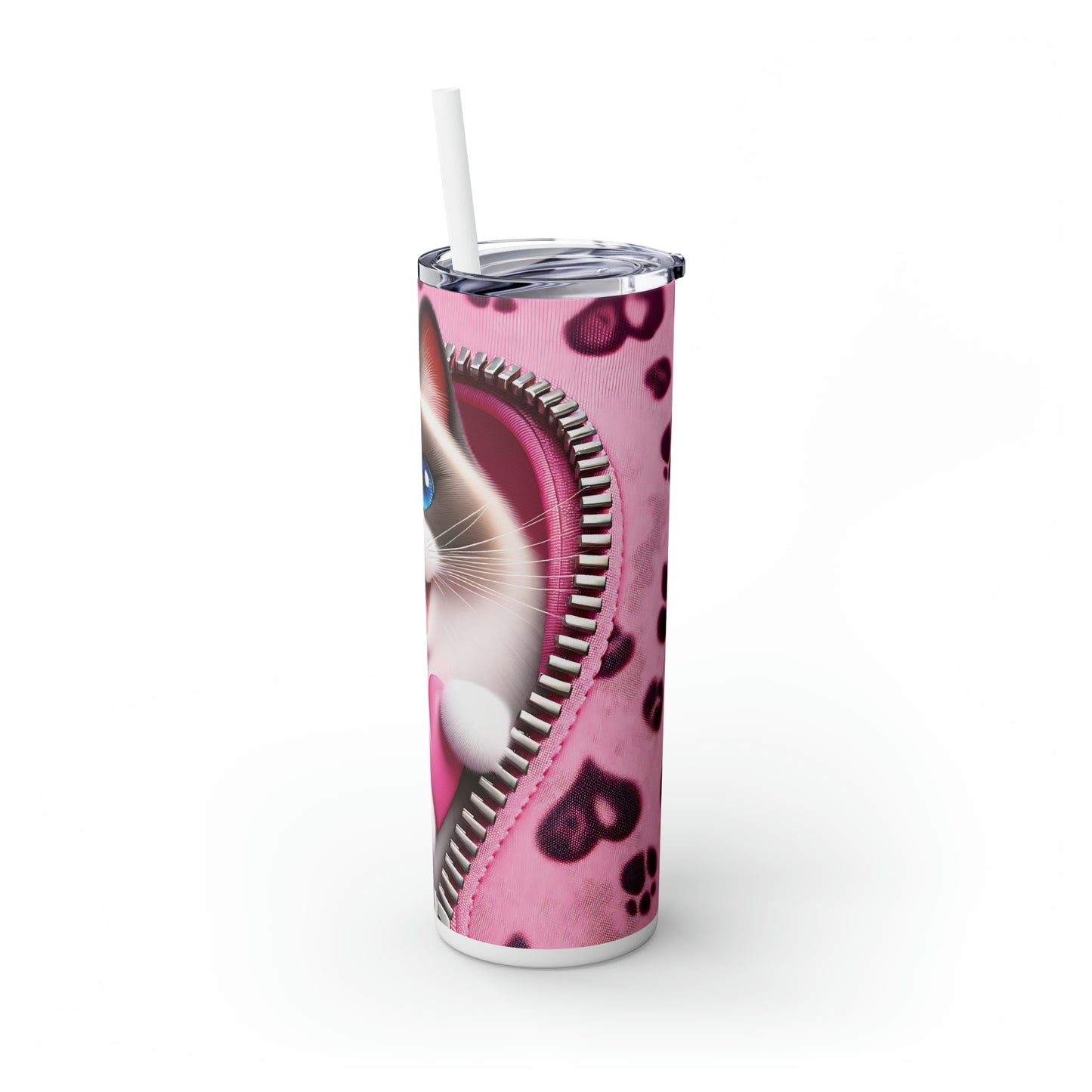 Skinny Tumbler with Straw, 20oz, Cat, Valentines Day, awd-745