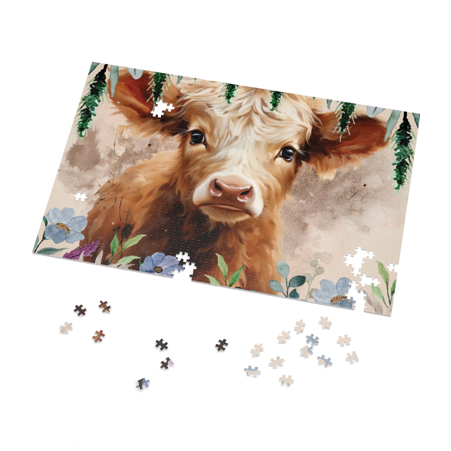 Jigsaw Puzzle, Highland Cow, Personalised/Non-Personalised (30, 110, 252, 500,1000-Piece)